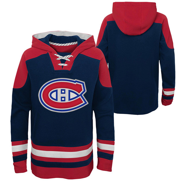 Men's Montreal Canadiens Blank Navy Ageless Must-Have Lace-Up Pullover Hoodie